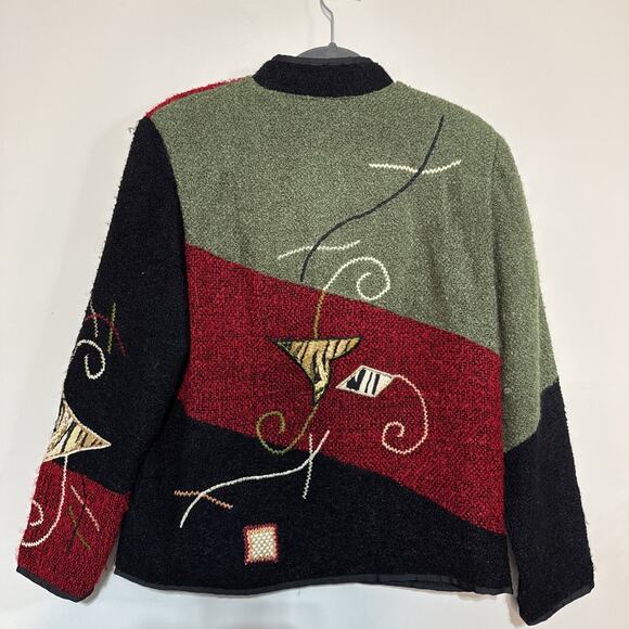 Vintage Alex Kim Blazer Jacket women Sz Medium Embroidered Patchwork Grandmacore - Picture 11 of 16